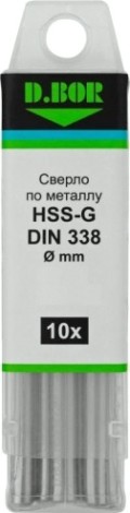 Сверло по металлу D.BOR HSS-G 5.1х52/86 мм шлифованное DIN 338 (10 шт.) [D-TD-338-HSS-051-10]