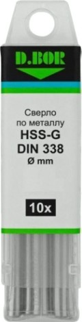 Сверло по металлу D.BOR HSS-G 5.3х52/86 мм шлифованное DIN 338 (10 шт.) [D-TD-338-HSS-053-10]