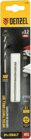 Сверло по металлу Denzel HSS Co-8% 3,2 мм, [71408]