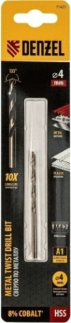 Сверло по металлу Denzel HSS Co-8% 4 мм, [71427]