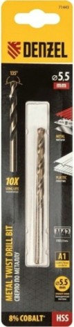 Сверло по металлу Denzel HSS Co-8% 5,5 мм, [71443]