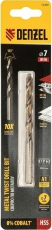Сверло по металлу Denzel HSS Co-8% 7 мм, [71449]