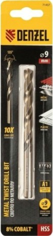 Сверло по металлу Denzel HSS Co-8% 9 мм, [71457]