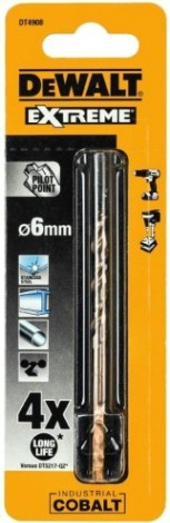 Сверло по металлу DeWALT 6,0 x 57 / 93 мм HSS-CO Extreme кобальтовое DT4908-QZ [DT4908-QZ]