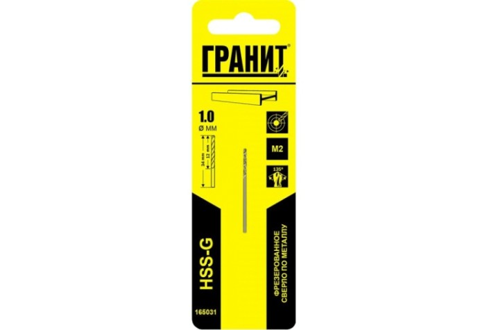 Сверло по металлу ГРАНИТ HSS-G 1,0х34/12 [165031]