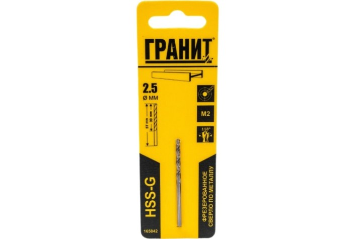 Сверло по металлу ГРАНИТ HSS-G 2,5х57/30 [165042]