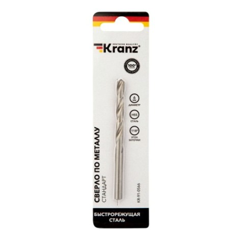 Сверло по металлу Kranz 6,0х93х57 мм [KR-91-0566]
