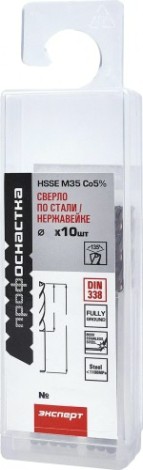 Сверло по металлу Профоснастка №1498 Эксперт D 1,1 мм HSSE M35 Co5% DIN 338 (бокс 10 шт) [30204010]