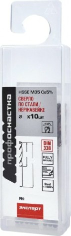 Сверло по металлу Профоснастка №1555 Эксперт D 6,8 мм HSSE M35 Co5% DIN 338 (бокс 10 шт) [30204067]