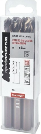 Сверло по металлу Профоснастка №1588 Эксперт D 10,1 мм HSSE M35 Co5% DIN 338 (бокс 6 шт) [30204100]