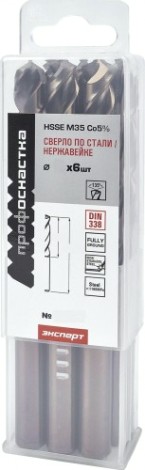 Сверло по металлу Профоснастка №1595 Эксперт D 10,8 мм HSSE M35 Co5% DIN 338 (бокс 6 шт) [30204107]