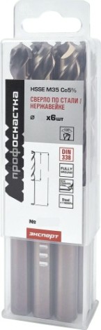 Сверло по металлу Профоснастка №1603 Эксперт D 11,6 мм HSSE M35 Co5% DIN 338 (бокс 6 шт) [30204115]