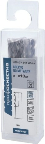 Сверло по металлу Профоснастка №43 Мастер D 3,5 мм HSS 4341/118° DIN 338 (бокс 10 шт.) [30101043]
