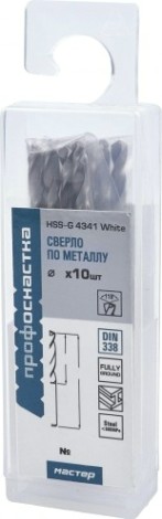 Сверло по металлу Профоснастка №46 Мастер D 3,8 мм HSS 4341/118° DIN 338 (бокс 10 шт.) [30101046]