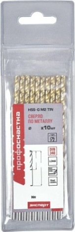 Сверло по металлу Профоснастка №681 Эксперт D 5,0 мм HSS M2 TIN удлин. (6542)/135° din 340,(уп10 шт) [30206041]
