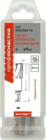 Сверло по металлу Профоснастка D12 L=55/92 мм №301 WELDON19 TCT корончатое [40105001]