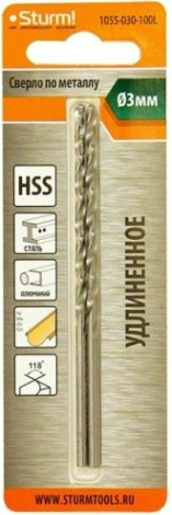 Сверло по металлу Sturm 1055-030-100L 2,0х85 мм, удлинен., 118°, 2 шт.