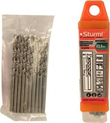 Сверло по металлу Sturm 1055-04-2S5-SS10 2,5х57мм, 10 шт.