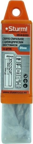 Сверло по металлу Sturm 1055-04-6S-SS10 6,0х93 мм, 10 шт.