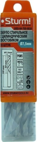 Сверло по металлу Sturm 1055-04-7S5-SS10 7,5х109 мм, 10 шт.