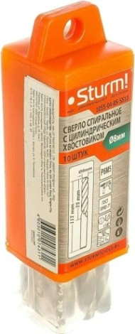 Сверло по металлу Sturm 1055-04-8S-SS10 8,0х117 мм, 10 шт.