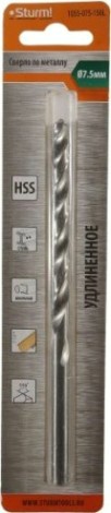 Сверло по металлу Sturm 1055-075-156L 2,0х85 мм, удлинен., 118°