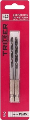 Сверло по металлу TRIGGER 73440 с шестигр. хвостовиком р6м5 4мм (2шт.) [тов-147793]