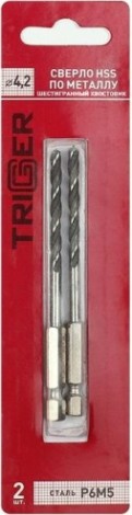 Сверло по металлу TRIGGER 73442 с шестигр. хвостовиком р6м5 4,2мм (2шт.) [тов-147794]