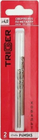 Сверло по металлу TRIGGER 74240 КОБАЛЬТ 4мм р6м5к5 (2шт.) [тов-122262]