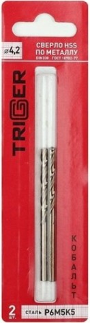 Сверло по металлу TRIGGER 74242 КОБАЛЬТ 4,2мм р6м5к5 (2шт.) [тов-122263]