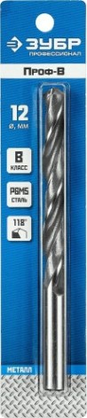 Сверло по металлу ЗУБР ПРОФЕССИОНАЛ 12.0х151мм, сталь р6м5, класс в [29621-12]