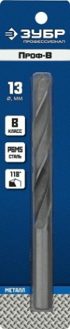 Сверло по металлу ЗУБР ПРОФЕССИОНАЛ 13.0х151мм, сталь р6м5, класс в [29621-13]