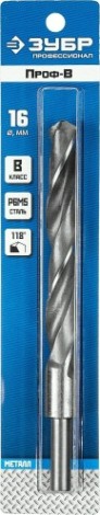 Сверло по металлу ЗУБР ПРОФЕССИОНАЛ 16.0х178мм, проточенный хвостовик, сталь р6м5 [29621-16]