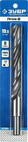 Сверло по металлу ЗУБР ПРОФЕССИОНАЛ 19.5х205мм, проточенный хвотосвик, сталь р6м5, кла [29621-19.5]