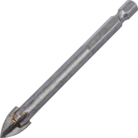 Сверло по стеклу и керамике Denzel 10 мм крестовая пластина, 6-гр. хвостовик [728093]