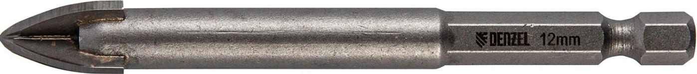 Сверло по стеклу и керамике Denzel 12 мм крестовая пластина, 6-гр. хвостовик [728113]