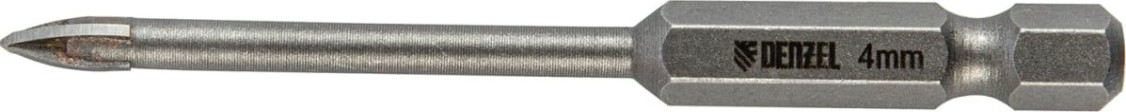 Сверло по стеклу и керамике Denzel 4 мм крестовая пластина, 6-гр. хвостовик [728023]