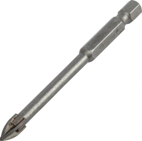 Сверло по стеклу и керамике Denzel 6 мм крестовая пластина, 6-гр. хвостовик [728053]