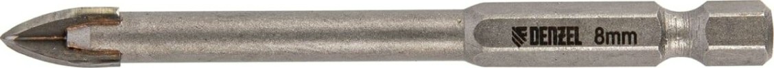Сверло по стеклу и керамике Denzel 8 мм крестовая пластина, 6-гр. хвостовик [728073]