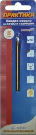 Сверло по стеклу и керамике ПРАКТИКА 5 х 67 мм 034-960 [034-960]