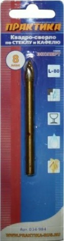 Сверло по стеклу и керамике ПРАКТИКА 8 х 80 мм 034-984 [034-984]