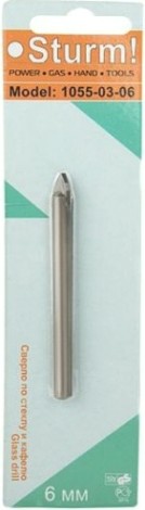 Сверло по стеклу и керамике Sturm 1055-03-06 круглый хвостовик, 2 грани