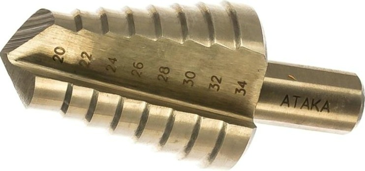 Сверло ступенчатое по металлу АТАКА 20-34мм*8ступ. Профи ступ. титан [8090060]