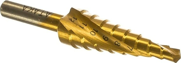 Сверло ступенчатое по металлу АТАКА 4-12мм*9ступ. Профи ступ. титан [8089950]