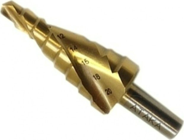 Сверло ступенчатое по металлу АТАКА 4-20мм*9ступ. Профи ступ. титан [8089960]