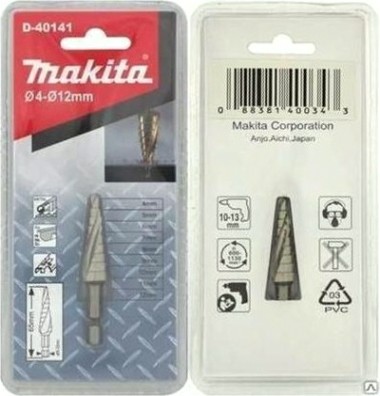 Сверло ступенчатое по металлу MAKITA 4-12 мм HSS D-40141 [D-40141]