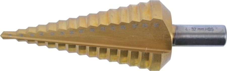 Сверло ступенчатое по металлу MAKITA D-40135 ступенчатое hss-tin с прямым желобком, 4-32, 6 мм