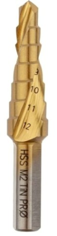Сверло ступенчатое по металлу Профоснастка № 3305 HSS-G M2 TIN 6-12мм, 7 ступ. хв. 8мм [30106005]