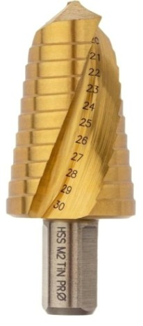 Сверло ступенчатое по металлу Профоснастка № 3319 HSS-G M2 TIN 20-30мм, 11 ступ. хв. 13 мм [30106019]