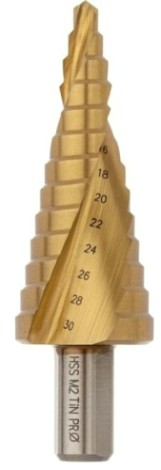 Сверло ступенчатое по металлу Профоснастка № 3323 HSS-G M2 TIN 6-30мм, 13 ступ. хв. 13 мм [30106023]